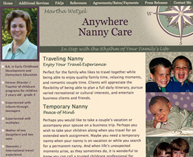 Anywhere Nanny Care web design